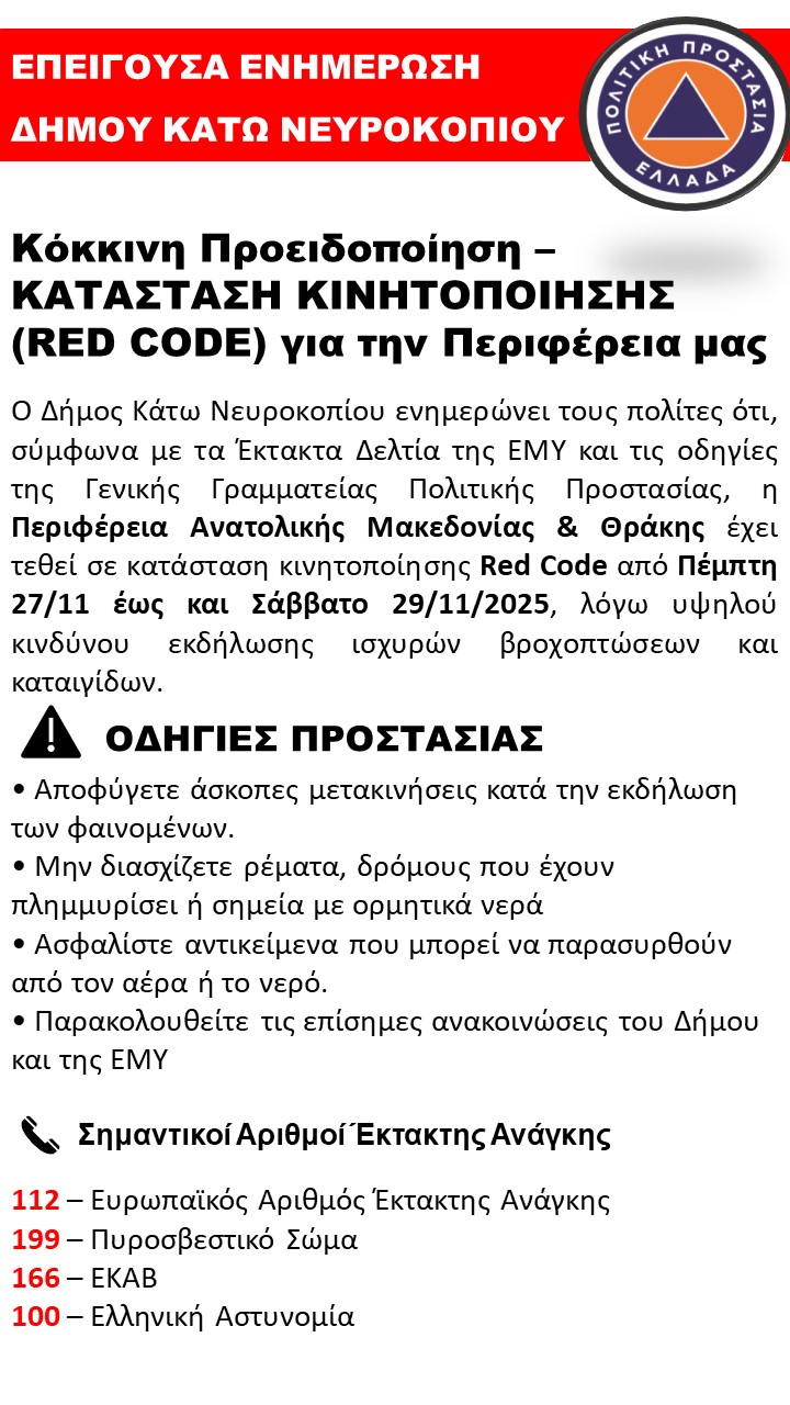 ΕΠΕΙΓΟΥΣΑ ΕΝΗΜΕΡΩΣΗ ΠΟΛΙΤΙΚΗ ΠΡΟΣΤΑΣΙΑ ΔΗΜΟΣ ΚΑΤΩ ΝΕΥΡΟΚΟΠΙΟΥ